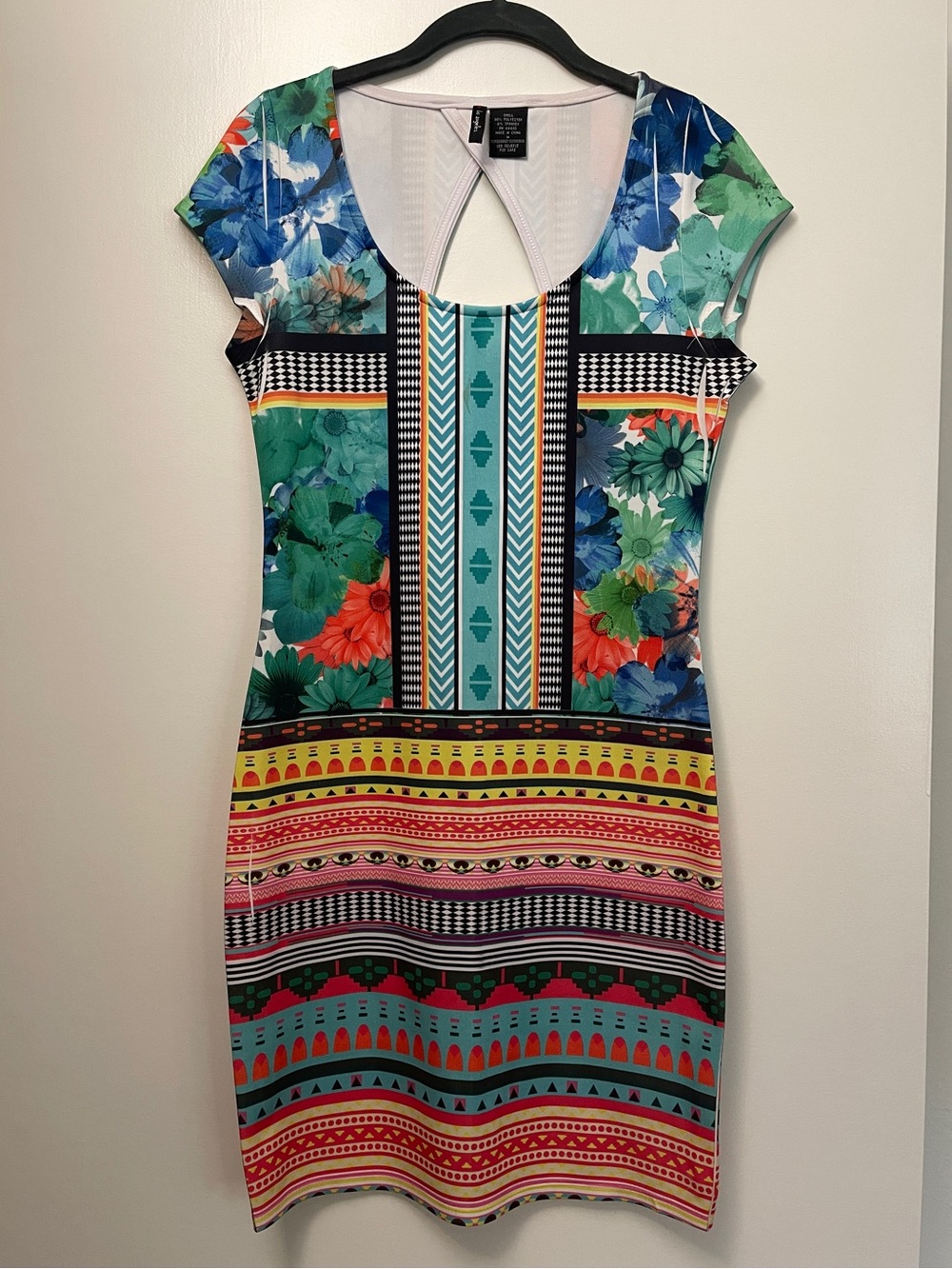 Multi-Colored Printed Y2K Bodycon Mini Dress